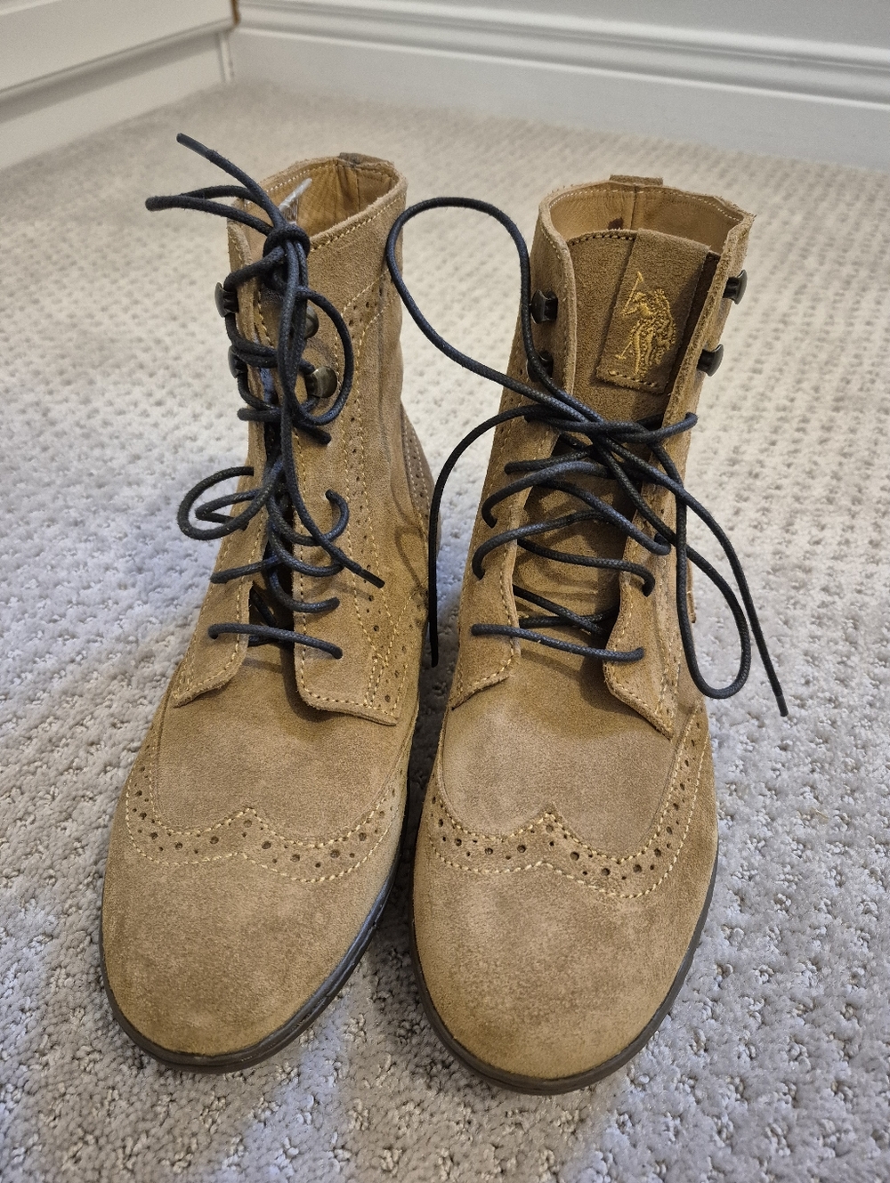 U.S. Polo Assn. Leather Suede Laced Up Ankle Boot NWOB US 7 /EU 40